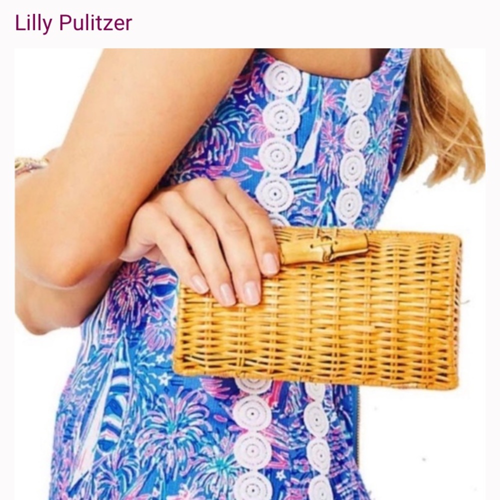 Lilly Pulitzer Wicker Clutch in Natural Tan